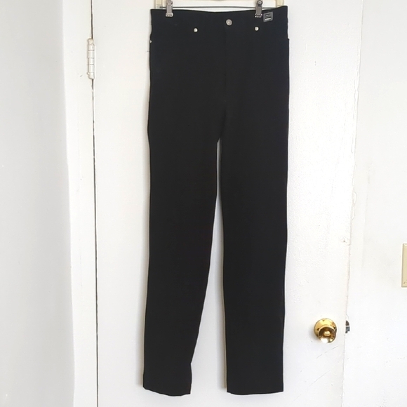 Versace Jeans Couture Y2K Vintage High Waisted Black Straight Leg Pants Size 34 - Picture 1 of 12
